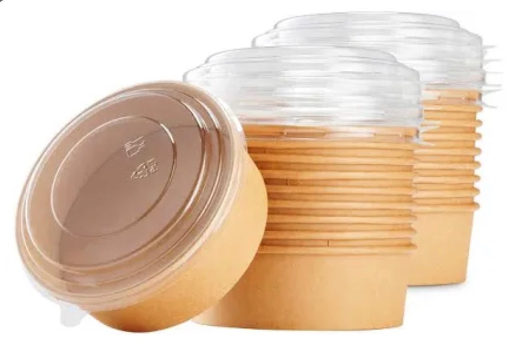 Bowl kraft con tapa transparente