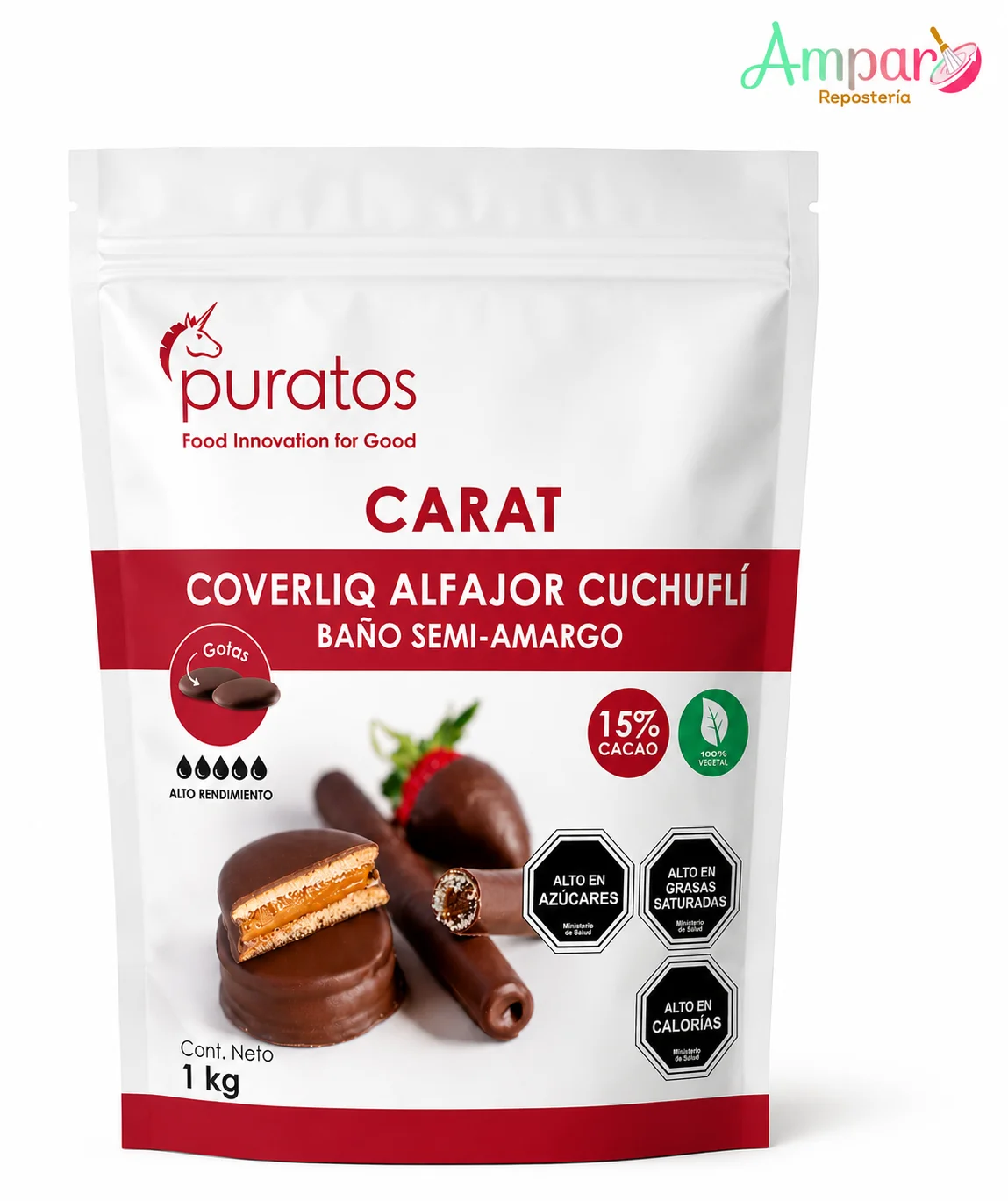 Carat, coverliq alfajor cuchiflí, semi amargo