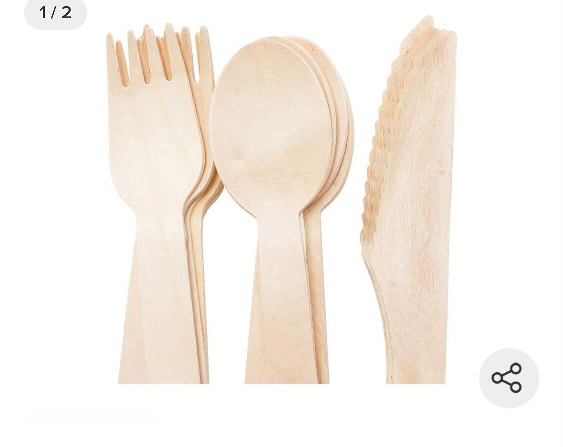 Cubiertos de madera y plásticos paquetes de 20, 50 y 100 unidades